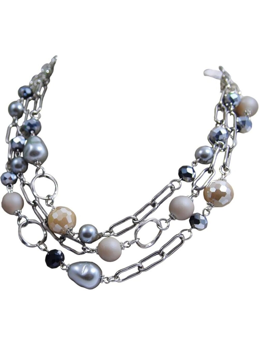 Chunky Multi-Layer Frosted Pastel Pearl Necklace - Statement Jewelry Gift